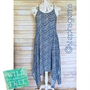 Blue Floral T-back Dress